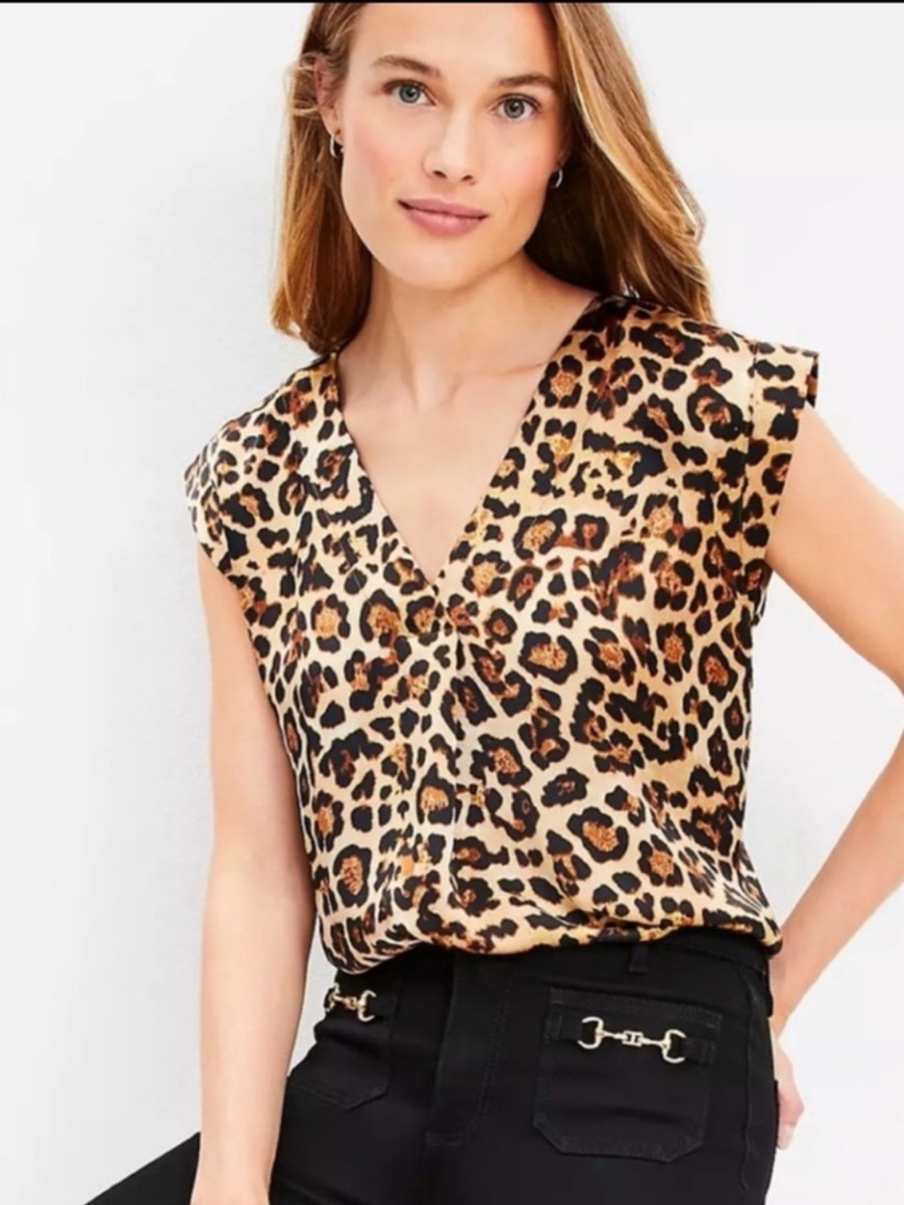 NWOT LOFT Silky Leopard Popover Top